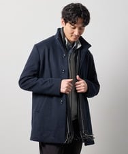KHJAG01219 a.v.v MEN(アー・ヴェ・ヴェ) ウールライトビーバースタンドカラーコート ネイビー