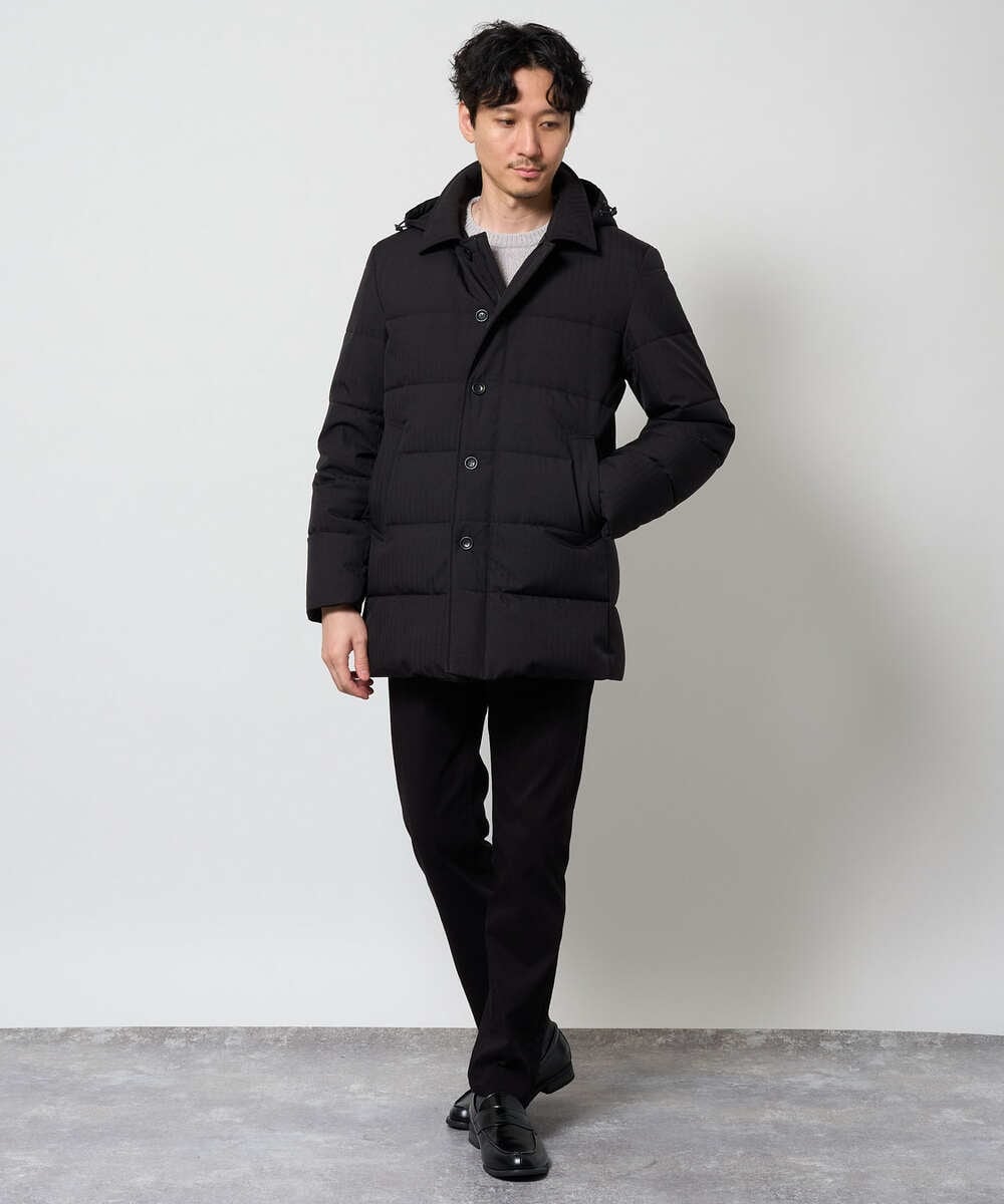 KHJAG07239 a.v.v MEN(アー・ヴェ・ヴェ) 2WAY ヘリンボーンダウンコート グレー