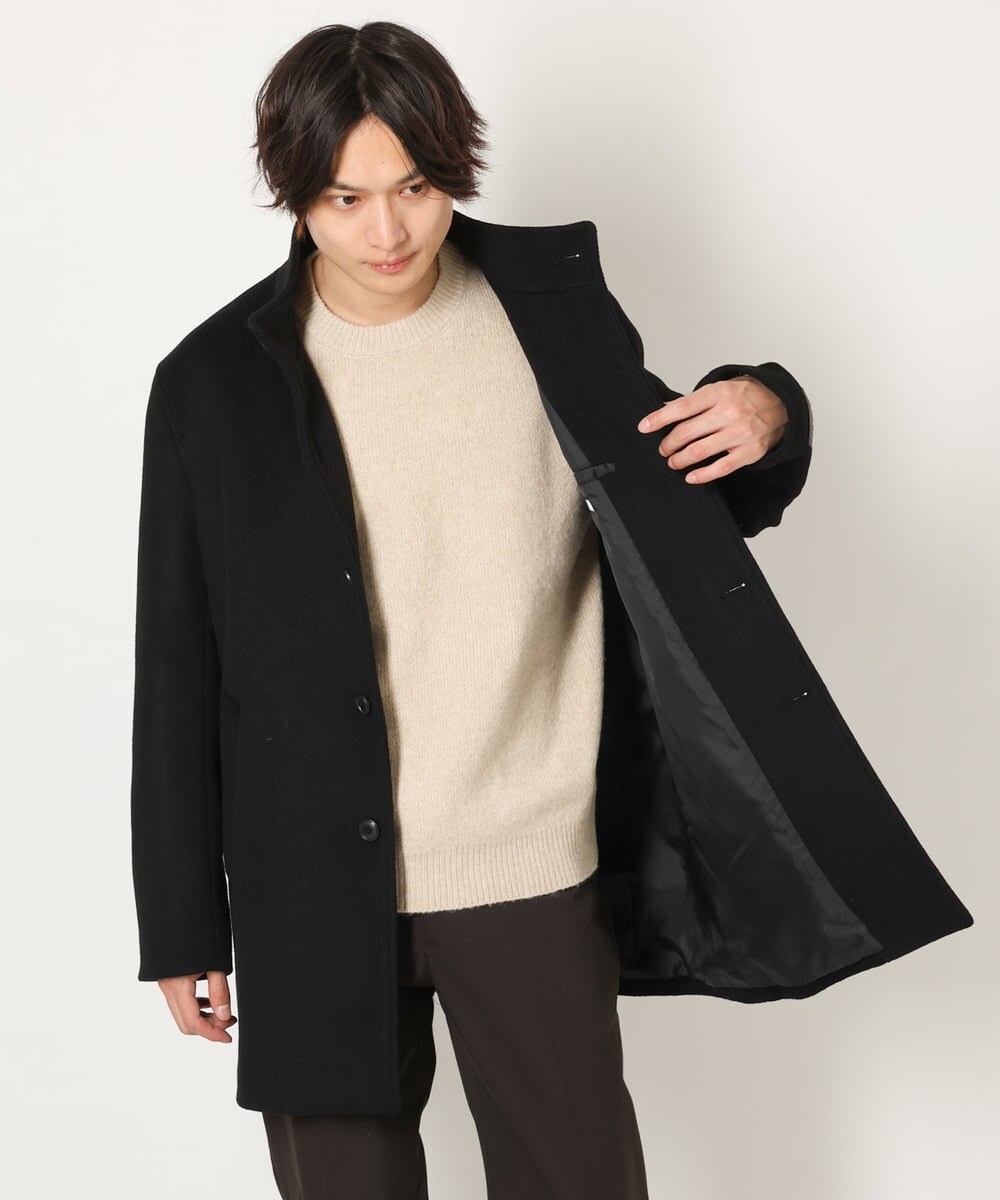 KHJAV01169 a.v.v MEN(アー・ヴェ・ヴェ) 【S-XXL】ウールライトビーバースタンドカラーコート ネイビー