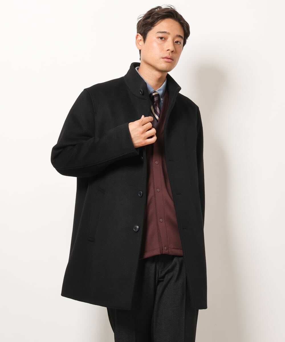 KHJAV01169 a.v.v MEN(アー・ヴェ・ヴェ) 【S-XXL】ウールライトビーバースタンドカラーコート ネイビー