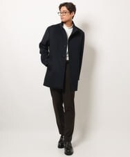 KHJAV01169 a.v.v MEN(アー・ヴェ・ヴェ) 【S-XXL】ウールライトビーバースタンドカラーコート ネイビー