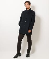 KHJAV01169 a.v.v MEN(アー・ヴェ・ヴェ) 【S-XXL】ウールライトビーバースタンドカラーコート ネイビー