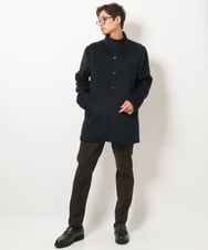 KHJAV01169 a.v.v MEN(アー・ヴェ・ヴェ) 【S-XXL】ウールライトビーバースタンドカラーコート ネイビー