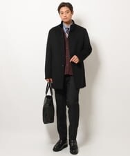 KHJAV01169 a.v.v MEN(アー・ヴェ・ヴェ) 【S-XXL】ウールライトビーバースタンドカラーコート ネイビー