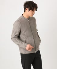 KHJEA03119 a.v.v MEN(アー・ヴェ・ヴェ) 【洗濯機で洗える】フェイクスエードシングルライダース グレー