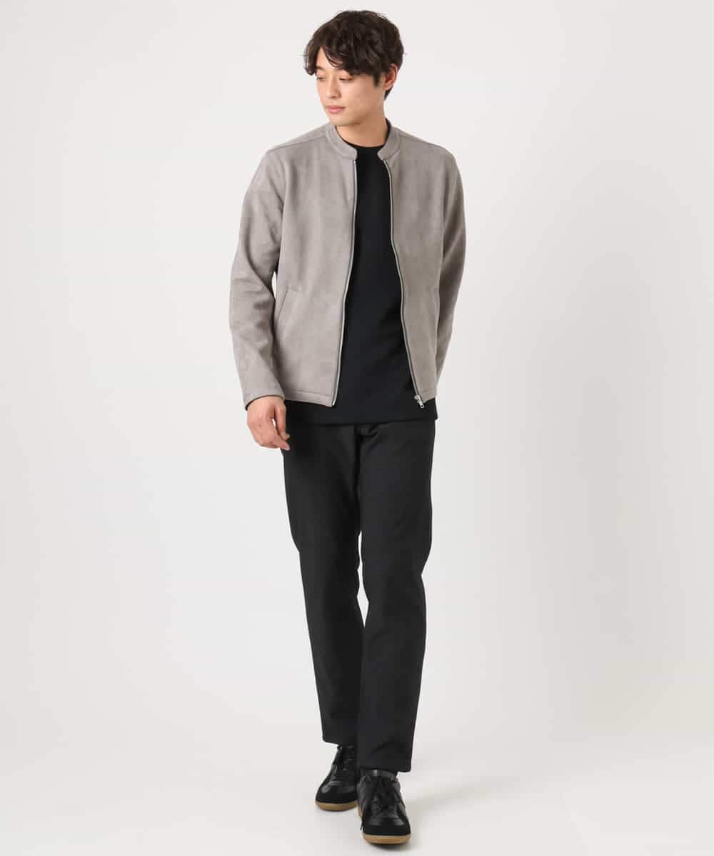 KHJEA03119 a.v.v MEN(アー・ヴェ・ヴェ) 【洗濯機で洗える】フェイクスエードシングルライダース グレー