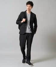 KHJEA05119 a.v.v MEN(アー・ヴェ・ヴェ) 【イージーケア/ストレッチ】スマートシャンブレーテーラードジャケット(セットアップ可) ダークグレー