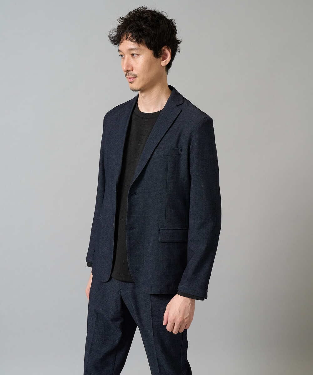 KHJEA05119 a.v.v MEN(アー・ヴェ・ヴェ) 【イージーケア/ストレッチ】スマートシャンブレーテーラードジャケット(セットアップ可) ダークグレー