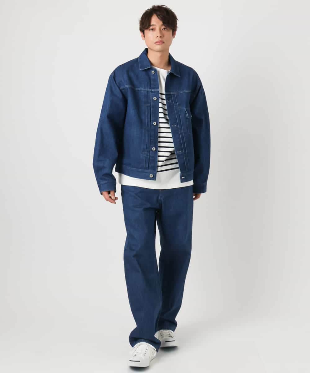 KHJEA10109 a.v.v MEN(アー・ヴェ・ヴェ) 【大人デニム】デニムトラッカージャケット Gジャン(セットアップ可) ブルー