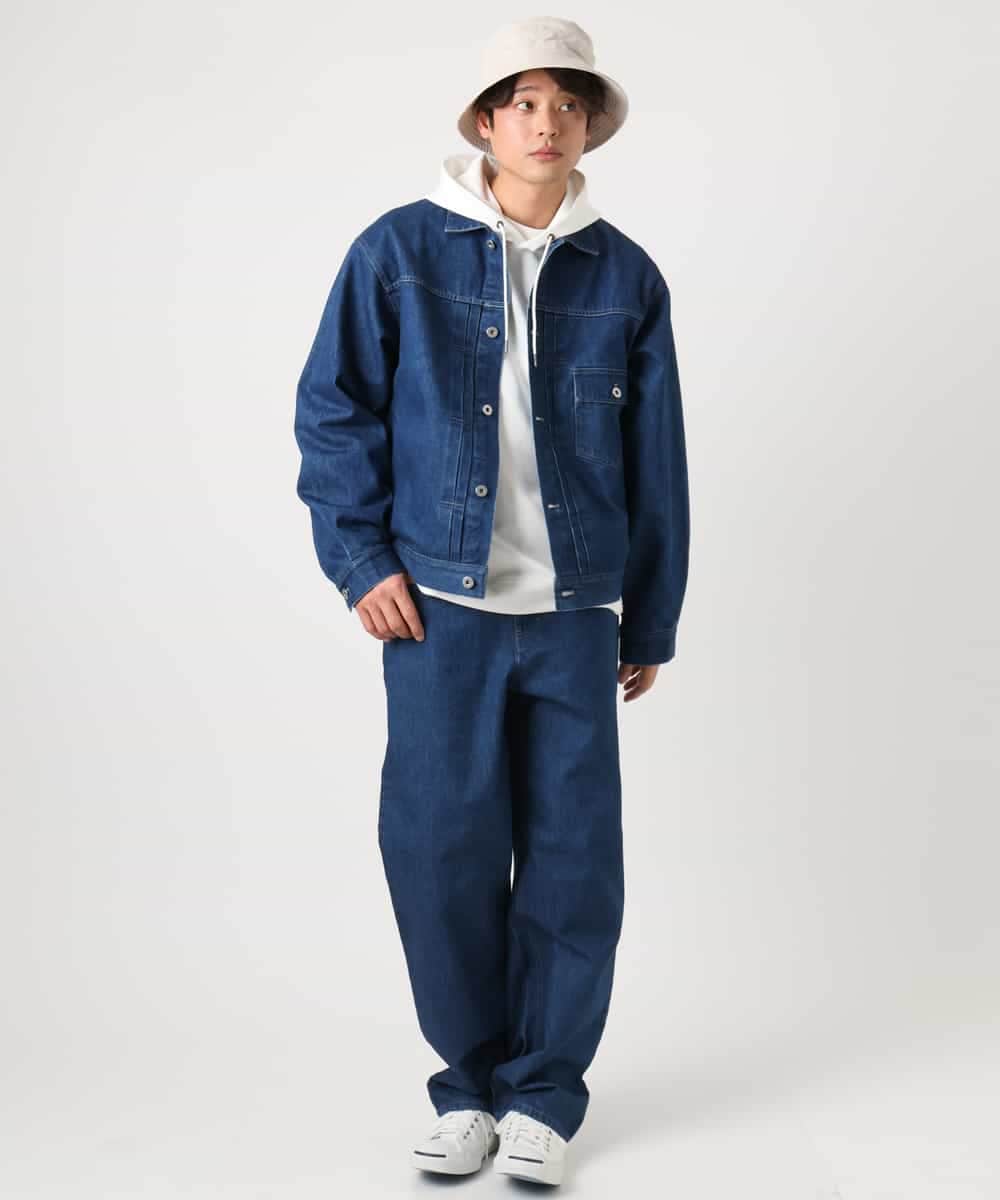 KHJEA10109 a.v.v MEN(アー・ヴェ・ヴェ) 【大人デニム】デニムトラッカージャケット Gジャン(セットアップ可) ブルー