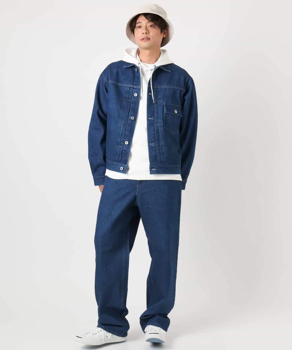 KHJEA10109 a.v.v MEN(アー・ヴェ・ヴェ) 【大人デニム】デニムトラッカージャケット Gジャン(セットアップ可) ブルー