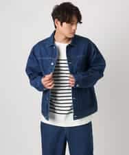 KHJEA10109 a.v.v MEN(アー・ヴェ・ヴェ) 【大人デニム】デニムトラッカージャケット Gジャン(セットアップ可) ブルー