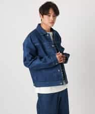 KHJEA10109 a.v.v MEN(アー・ヴェ・ヴェ) 【大人デニム】デニムトラッカージャケット Gジャン(セットアップ可) ブルー