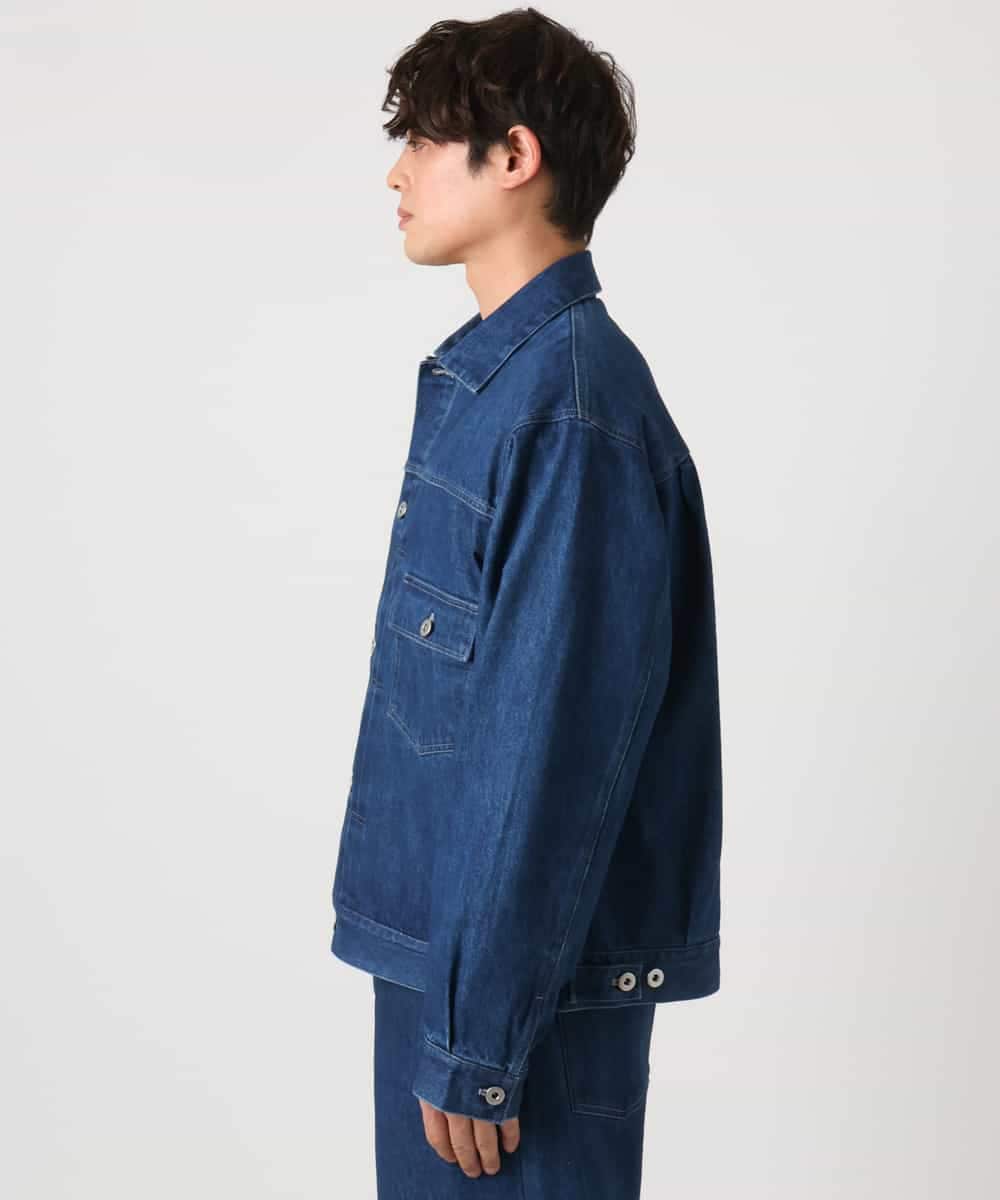 KHJEA10109 a.v.v MEN(アー・ヴェ・ヴェ) 【大人デニム】デニムトラッカージャケット Gジャン(セットアップ可) ブルー