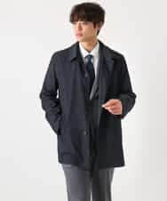 KHJEA12129 a.v.v MEN(アー・ヴェ・ヴェ) 【洗濯機で洗える】スマートシャンブレーステンカラーショートコート(ON/OFF兼用 セットアップ可) ネイビー