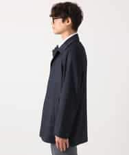 KHJEA12129 a.v.v MEN(アー・ヴェ・ヴェ) 【洗濯機で洗える】スマートシャンブレーステンカラーショートコート(ON/OFF兼用 セットアップ可) ネイビー