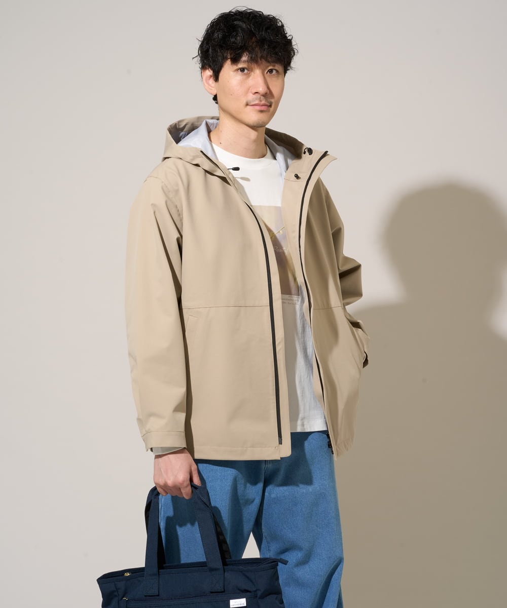 KHJED01109 a.v.v MEN(アー・ヴェ・ヴェ) 【撥水・防風・花粉防止・ストレッチ】SORONAラミネートコーティングマウンテンパーカー ベージュ
