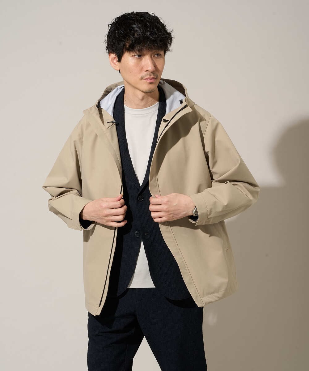 KHJED01109 a.v.v MEN(アー・ヴェ・ヴェ) 【撥水・防風・花粉防止・ストレッチ】SORONAラミネートコーティングマウンテンパーカー ベージュ