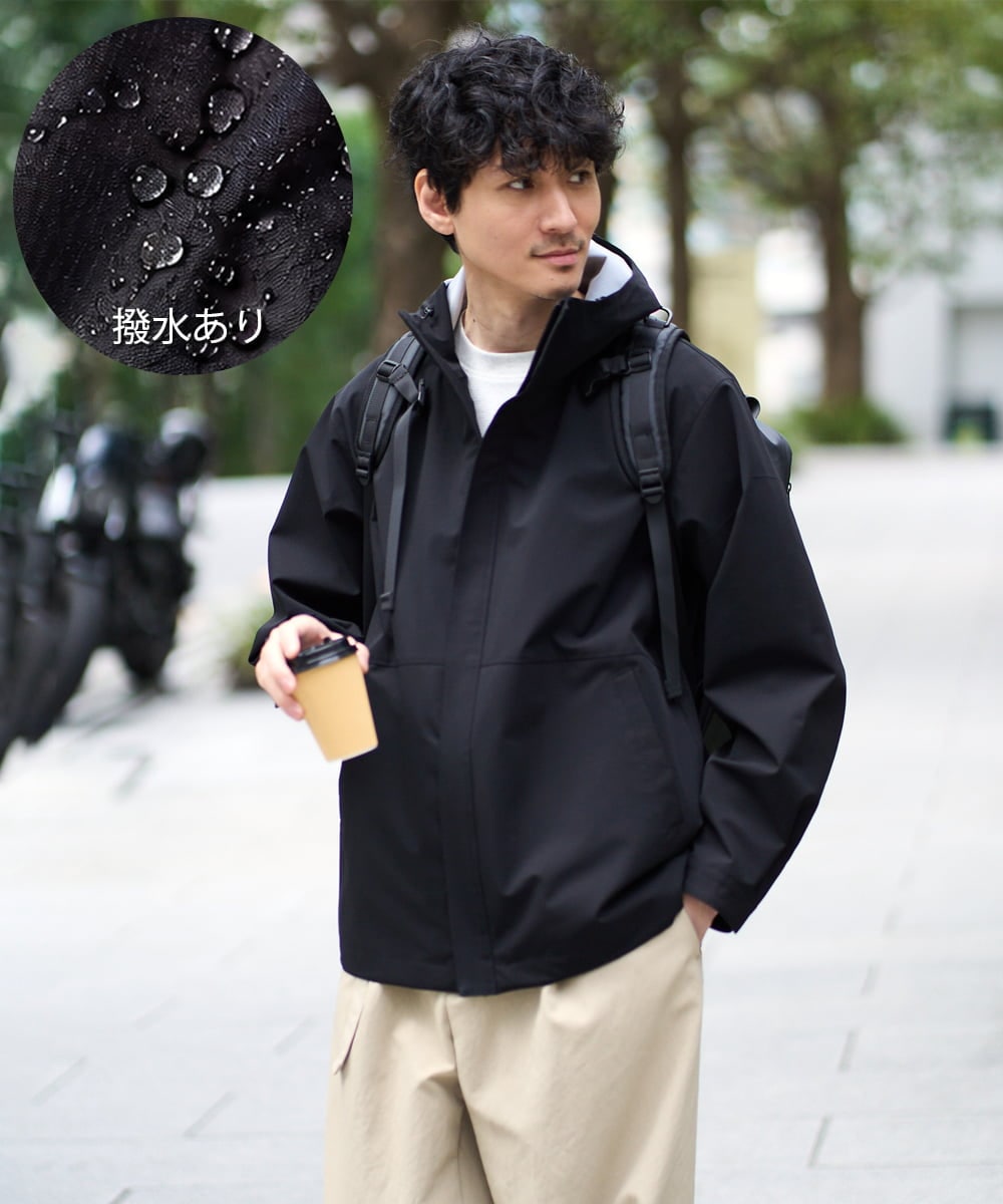 KHJED01109 a.v.v MEN(アー・ヴェ・ヴェ) ＼去年の人気No.1ジャケット／　SORONAラミネートコーティングマウンテンパーカー【撥水・防風・花粉防止・ストレッチ】 ブラック