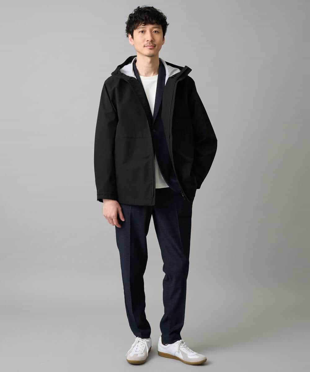 KHJED01109 a.v.v MEN(アー・ヴェ・ヴェ) 【撥水・防風・花粉防止・ストレッチ】SORONAラミネートコーティングマウンテンパーカー ブラック