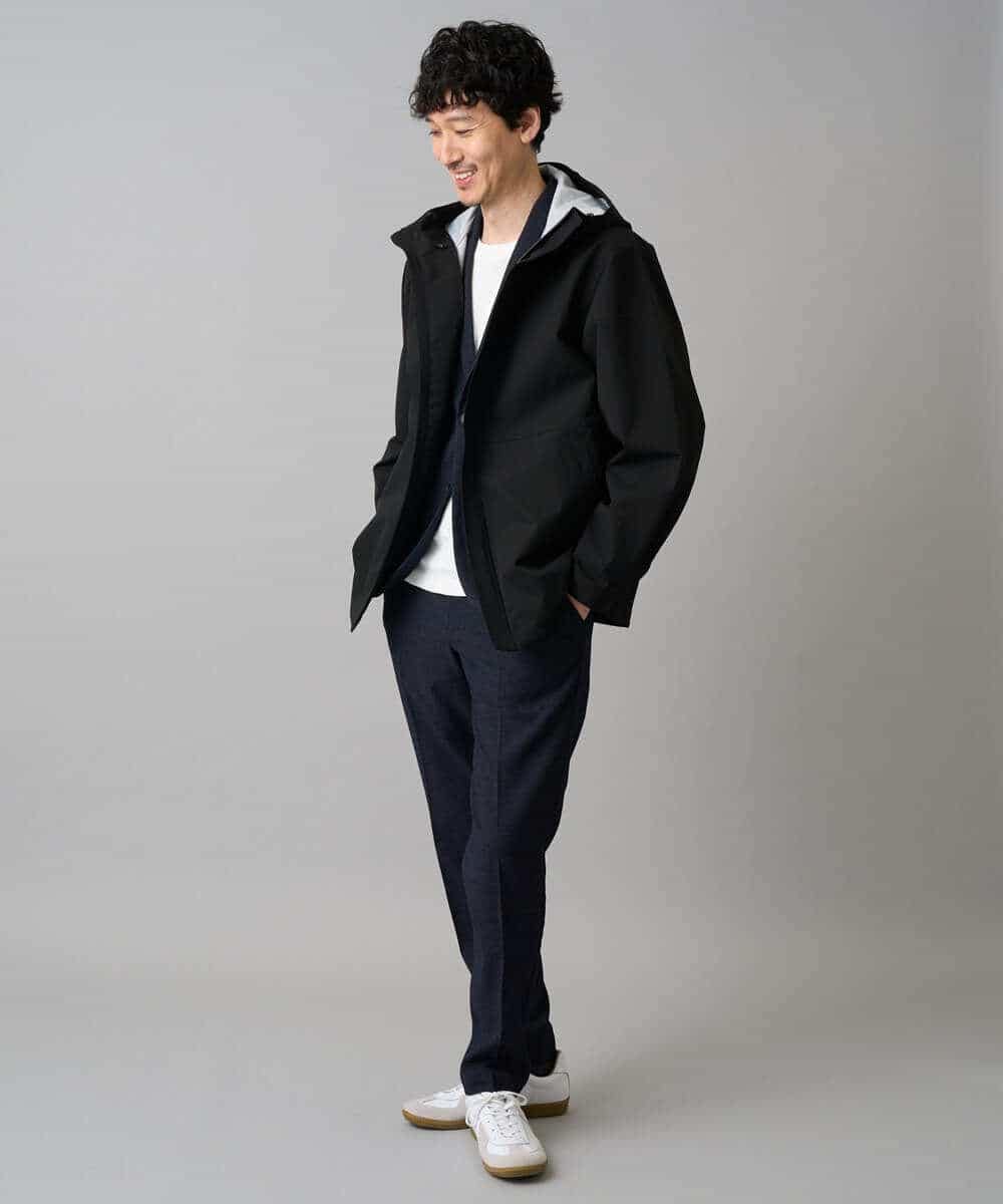 KHJED01109 a.v.v MEN(アー・ヴェ・ヴェ) 【撥水・防風・花粉防止・ストレッチ】SORONAラミネートコーティングマウンテンパーカー ブラック