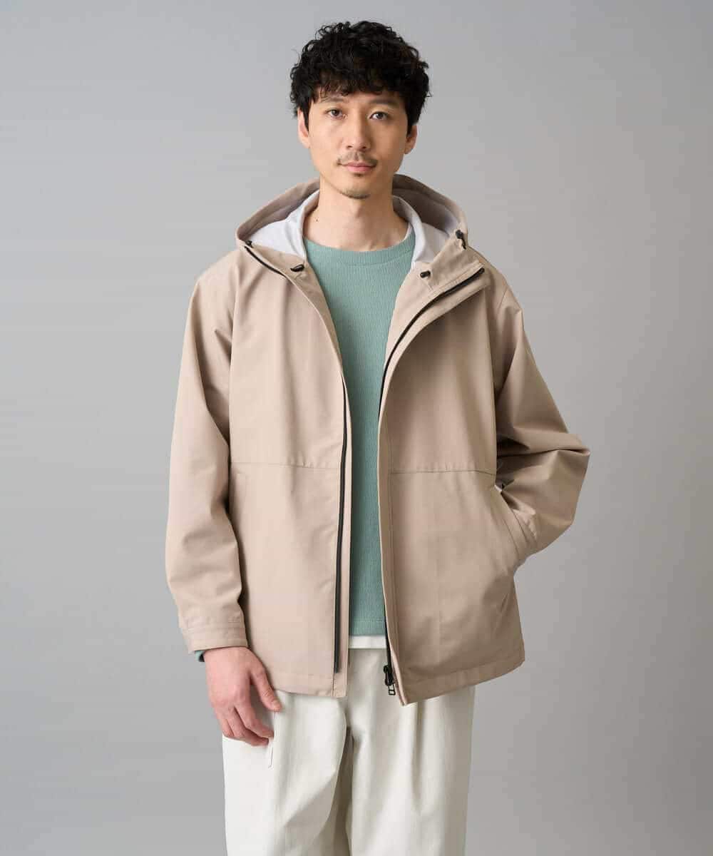 KHJED01109 a.v.v MEN(アー・ヴェ・ヴェ) 【撥水・防風・花粉防止・ストレッチ】SORONAラミネートコーティングマウンテンパーカー ブラック