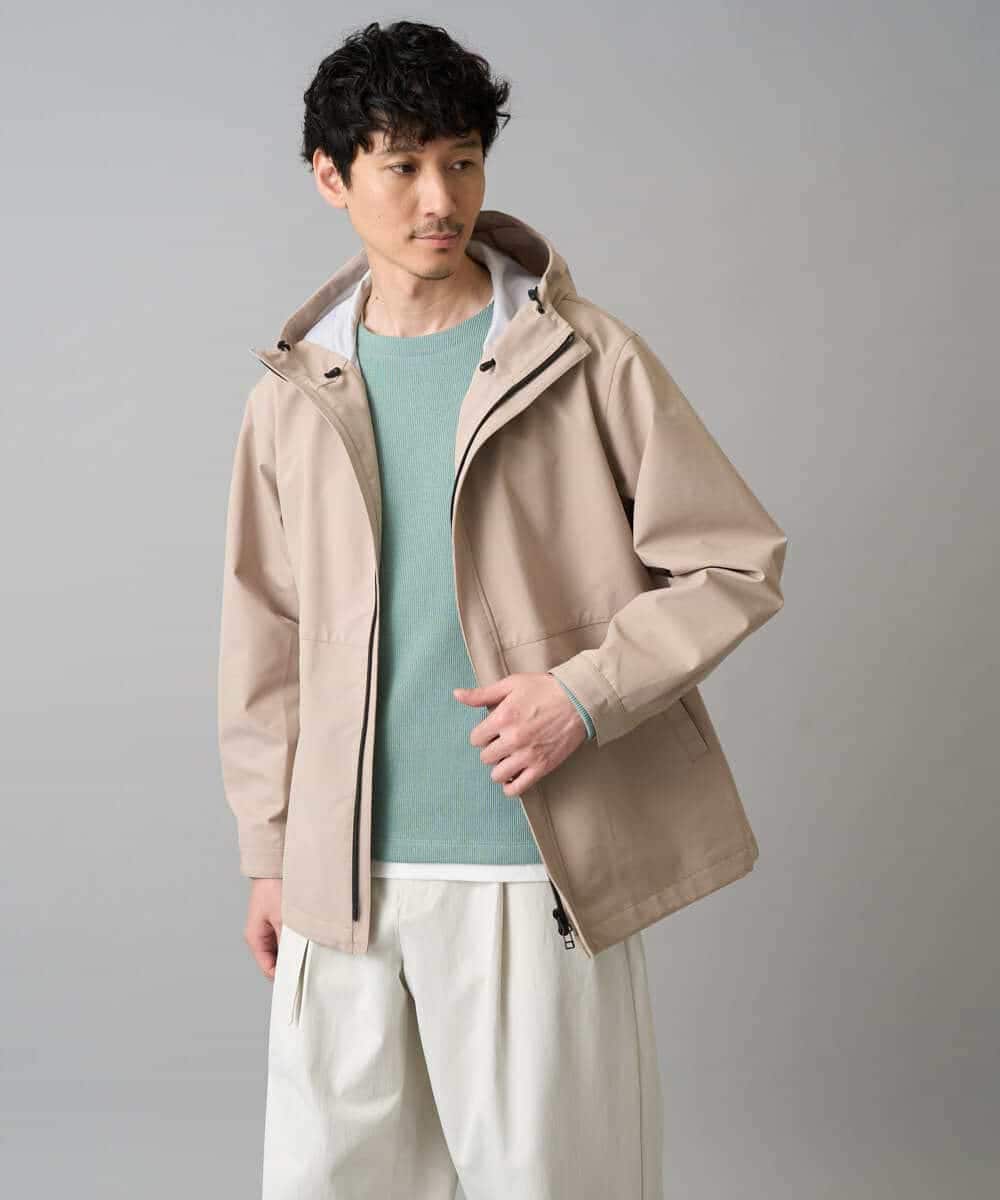 KHJED01109 a.v.v MEN(アー・ヴェ・ヴェ) 【撥水・防風・花粉防止・ストレッチ】SORONAラミネートコーティングマウンテンパーカー ブラック