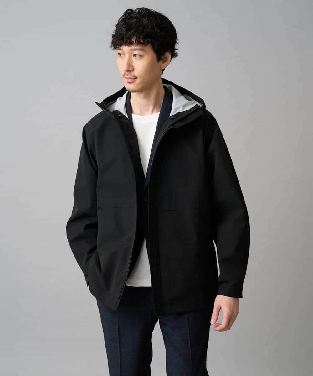 KHJED01109 a.v.v MEN(アー・ヴェ・ヴェ) 【撥水・防風・花粉防止・ストレッチ】SORONAラミネートコーティングマウンテンパーカー ブラック