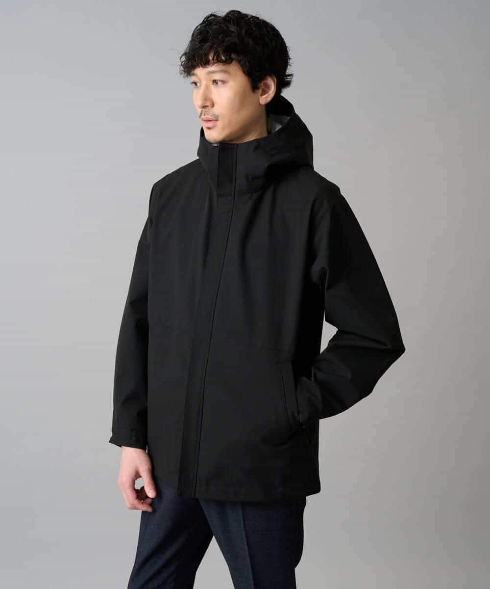 KHJED01109 a.v.v MEN(アー・ヴェ・ヴェ) 【撥水・防風・花粉防止・ストレッチ】SORONAラミネートコーティングマウンテンパーカー ブラック