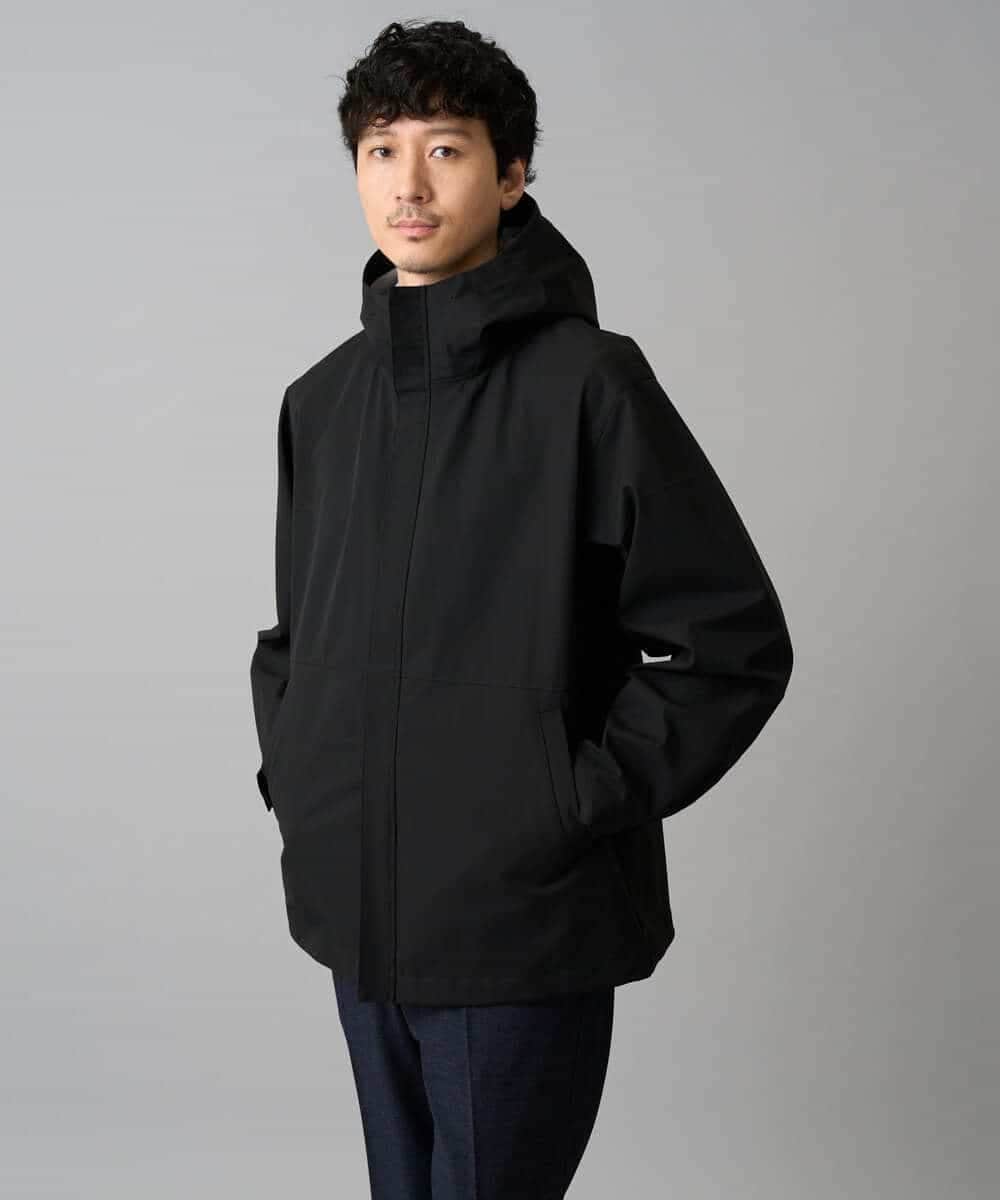 KHJED01109 a.v.v MEN(アー・ヴェ・ヴェ) 【撥水・防風・花粉防止・ストレッチ】SORONAラミネートコーティングマウンテンパーカー ブラック