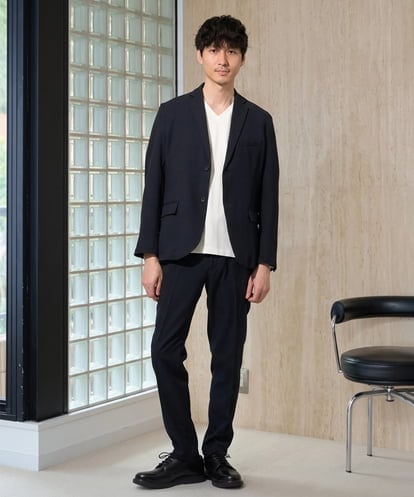 KHJED02129 a.v.v MEN ＼初秋のオフィススタイルにおすすめ／　グレンチェックストレッチスマートジャケット【スマート/イージーケア/洗濯機で洗える/毛玉になりにくい/ストレッチ】