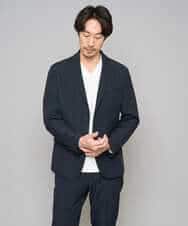 KHJED02129 a.v.v MEN(アー・ヴェ・ヴェ) 【スマート/イージーケア/洗濯機で洗える/毛玉になりにくい/ストレッチ】グレンチェックストレッチスマートジャケット ネイビー