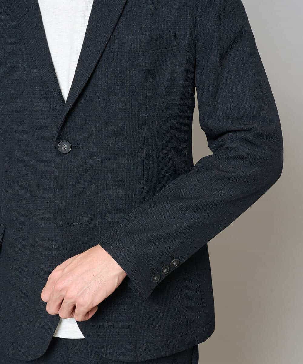 KHJED02129 a.v.v MEN(アー・ヴェ・ヴェ) 【スマート/イージーケア/洗濯機で洗える/毛玉になりにくい/ストレッチ】グレンチェックストレッチスマートジャケット ネイビー