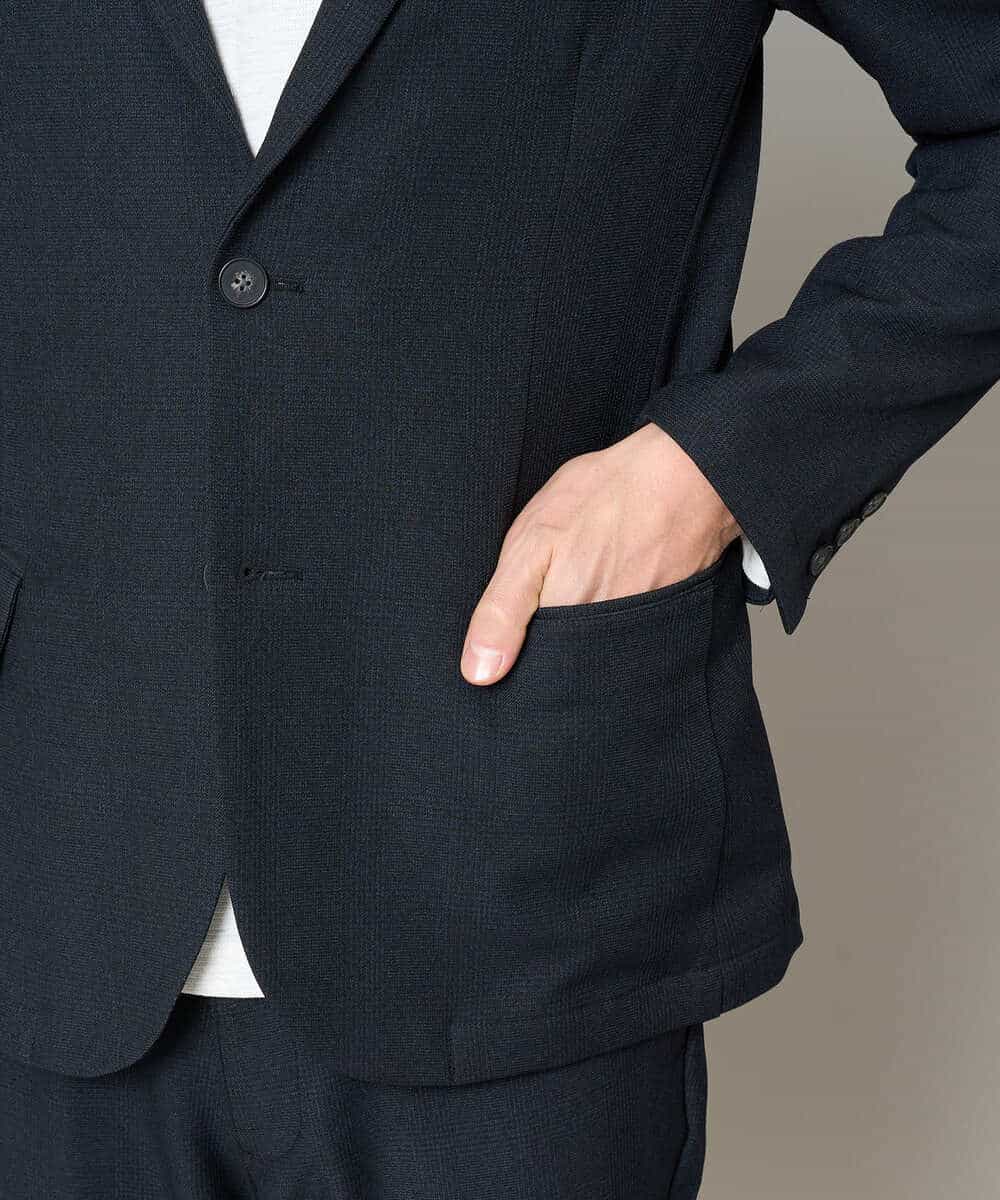 KHJED02129 a.v.v MEN(アー・ヴェ・ヴェ) 【スマート/イージーケア/洗濯機で洗える/毛玉になりにくい/ストレッチ】グレンチェックストレッチスマートジャケット ネイビー