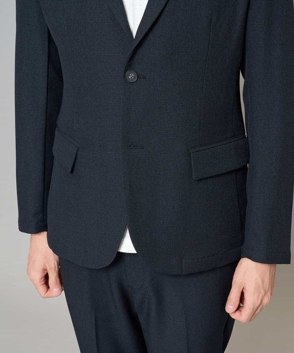 KHJED02129 a.v.v MEN(アー・ヴェ・ヴェ) 【スマート/イージーケア/洗濯機で洗える/毛玉になりにくい/ストレッチ】グレンチェックストレッチスマートジャケット ネイビー