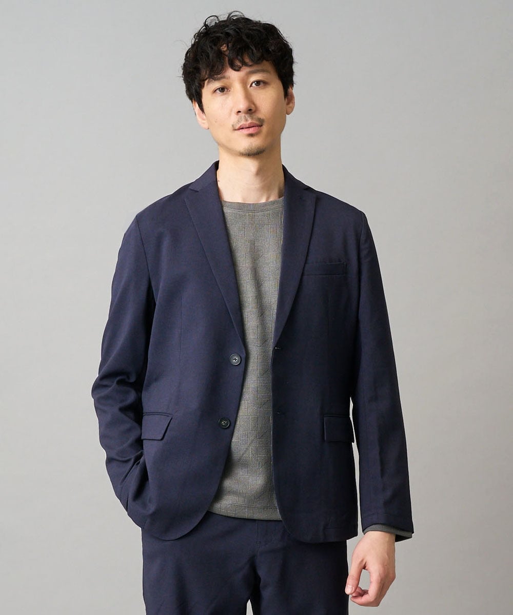 KHJED03129 a.v.v MEN(アー・ヴェ・ヴェ) 春夏のオフィススタイルにおすすめ【スマート/イージーケア/洗濯機で洗える/毛玉になりにくい/ストレッチ】アムンゼンストレッチスマートジャケット ネイビー