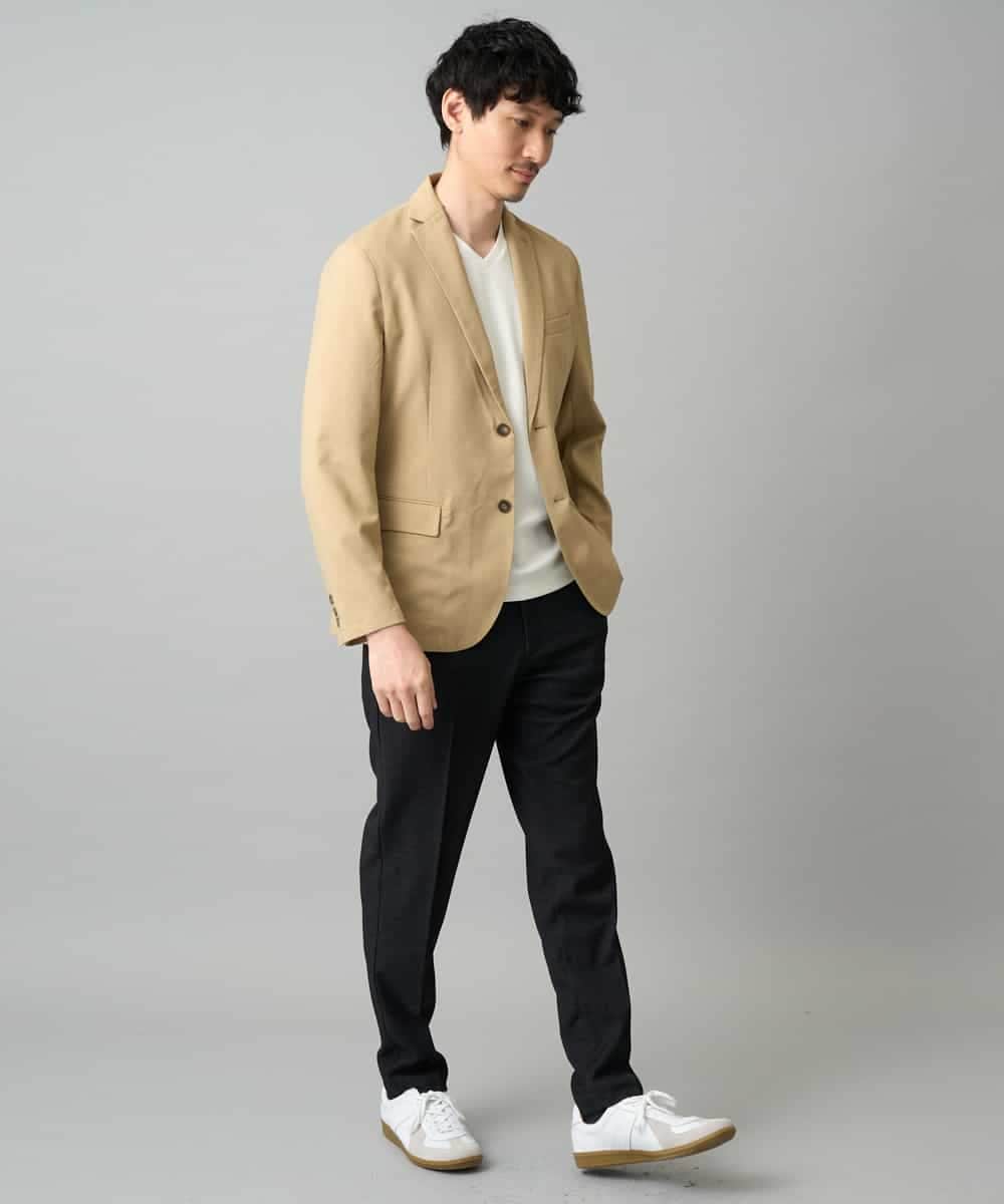 KHJED03129 a.v.v MEN(アー・ヴェ・ヴェ) 【スマート/イージーケア/洗濯機で洗える/毛玉になりにくい/ストレッチ】アムンゼンストレッチスマートジャケット ベージュ