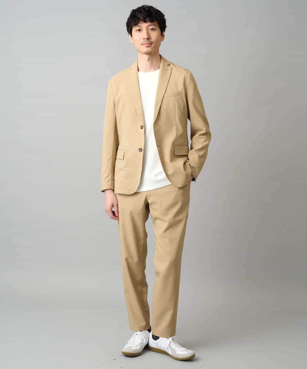 KHJED03129 a.v.v MEN(アー・ヴェ・ヴェ) 【スマート/イージーケア/洗濯機で洗える/毛玉になりにくい/ストレッチ】アムンゼンストレッチスマートジャケット ベージュ