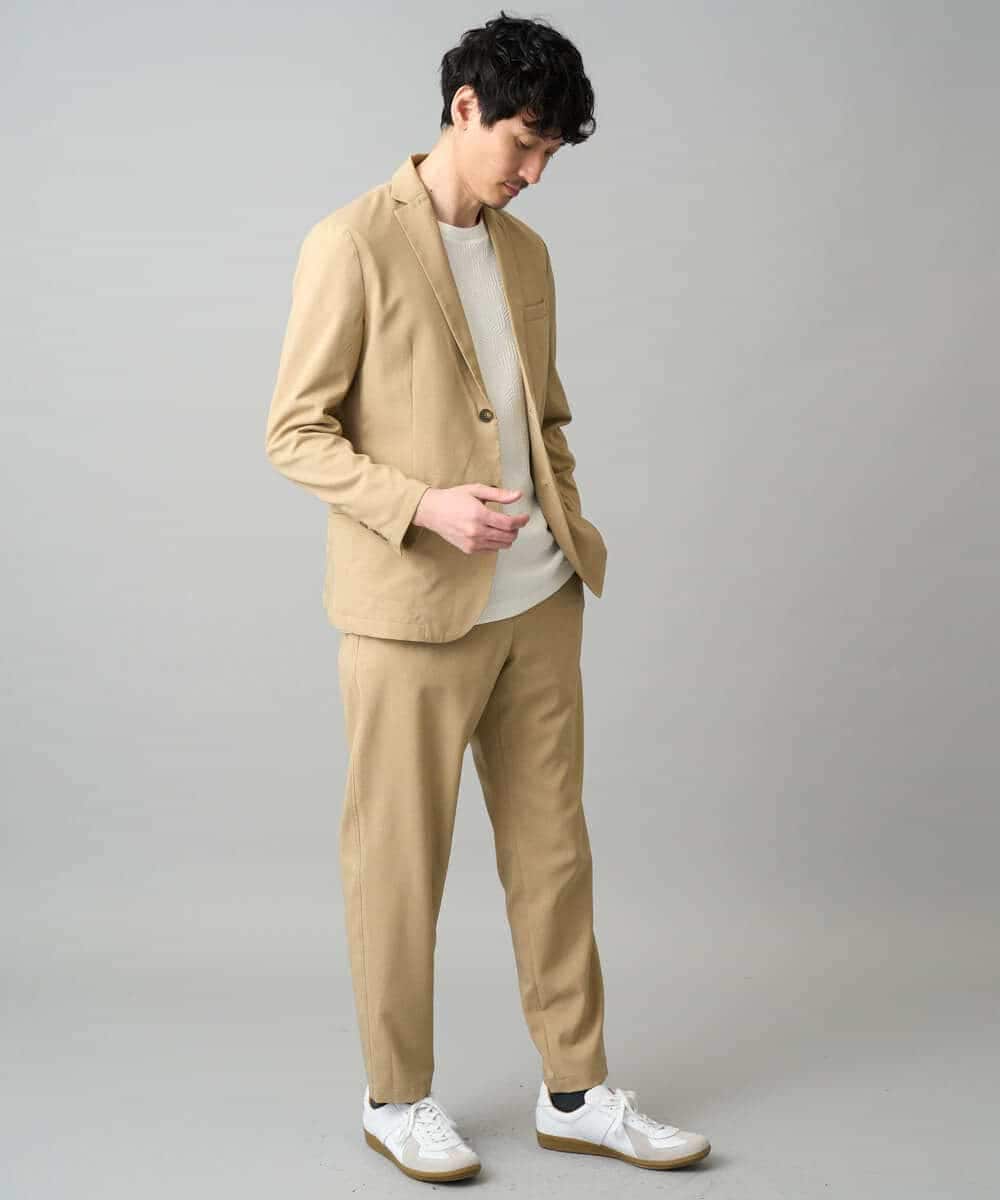 KHJED03129 a.v.v MEN(アー・ヴェ・ヴェ) 【スマート/イージーケア/洗濯機で洗える/毛玉になりにくい/ストレッチ】アムンゼンストレッチスマートジャケット ベージュ