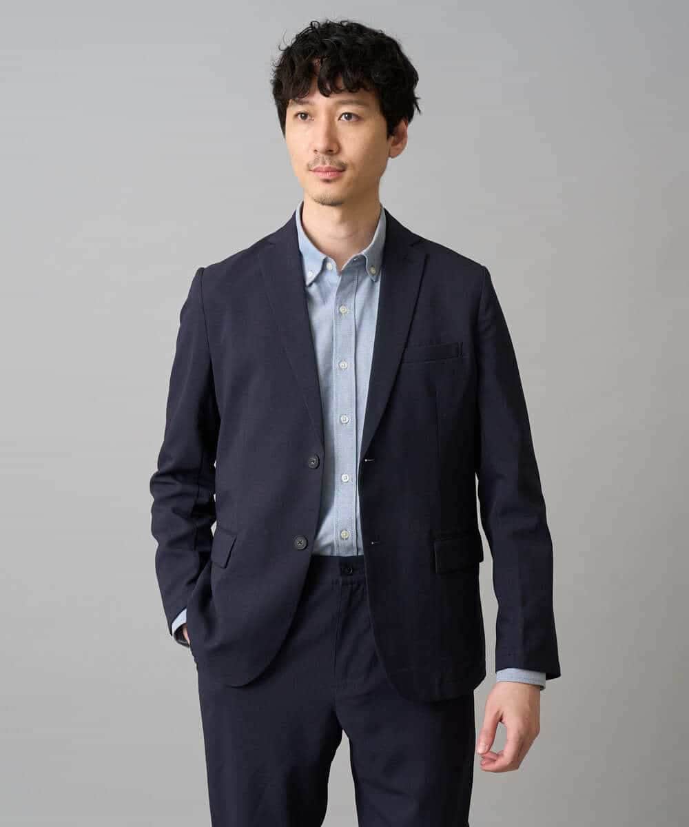 KHJED03129 a.v.v MEN(アー・ヴェ・ヴェ) 【スマート/イージーケア/洗濯機で洗える/毛玉になりにくい/ストレッチ】アムンゼンストレッチスマートジャケット ベージュ