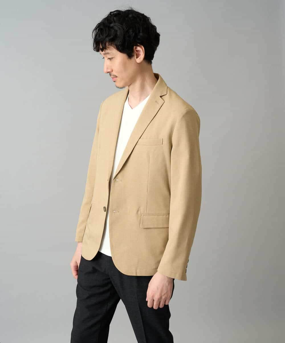 KHJED03129 a.v.v MEN(アー・ヴェ・ヴェ) 【スマート/イージーケア/洗濯機で洗える/毛玉になりにくい/ストレッチ】アムンゼンストレッチスマートジャケット ベージュ