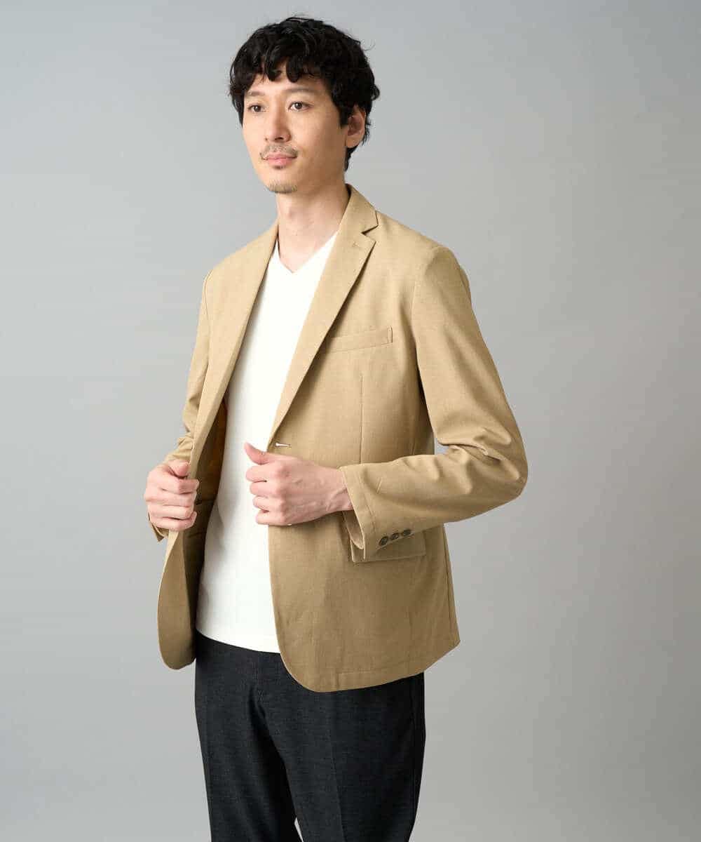 KHJED03129 a.v.v MEN(アー・ヴェ・ヴェ) 【スマート/イージーケア/洗濯機で洗える/毛玉になりにくい/ストレッチ】アムンゼンストレッチスマートジャケット ベージュ