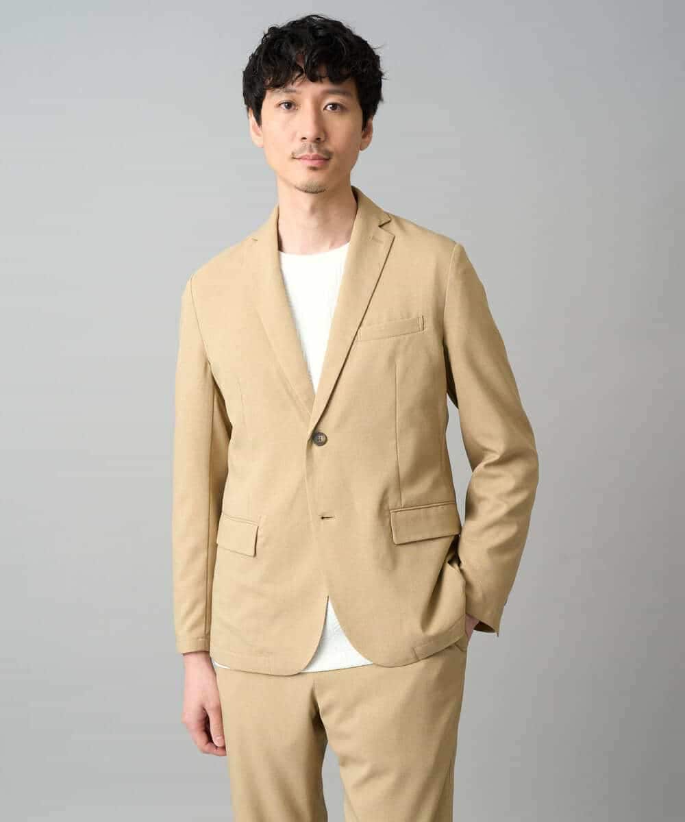 KHJED03129 a.v.v MEN(アー・ヴェ・ヴェ) 【スマート/イージーケア/洗濯機で洗える/毛玉になりにくい/ストレッチ】アムンゼンストレッチスマートジャケット ベージュ