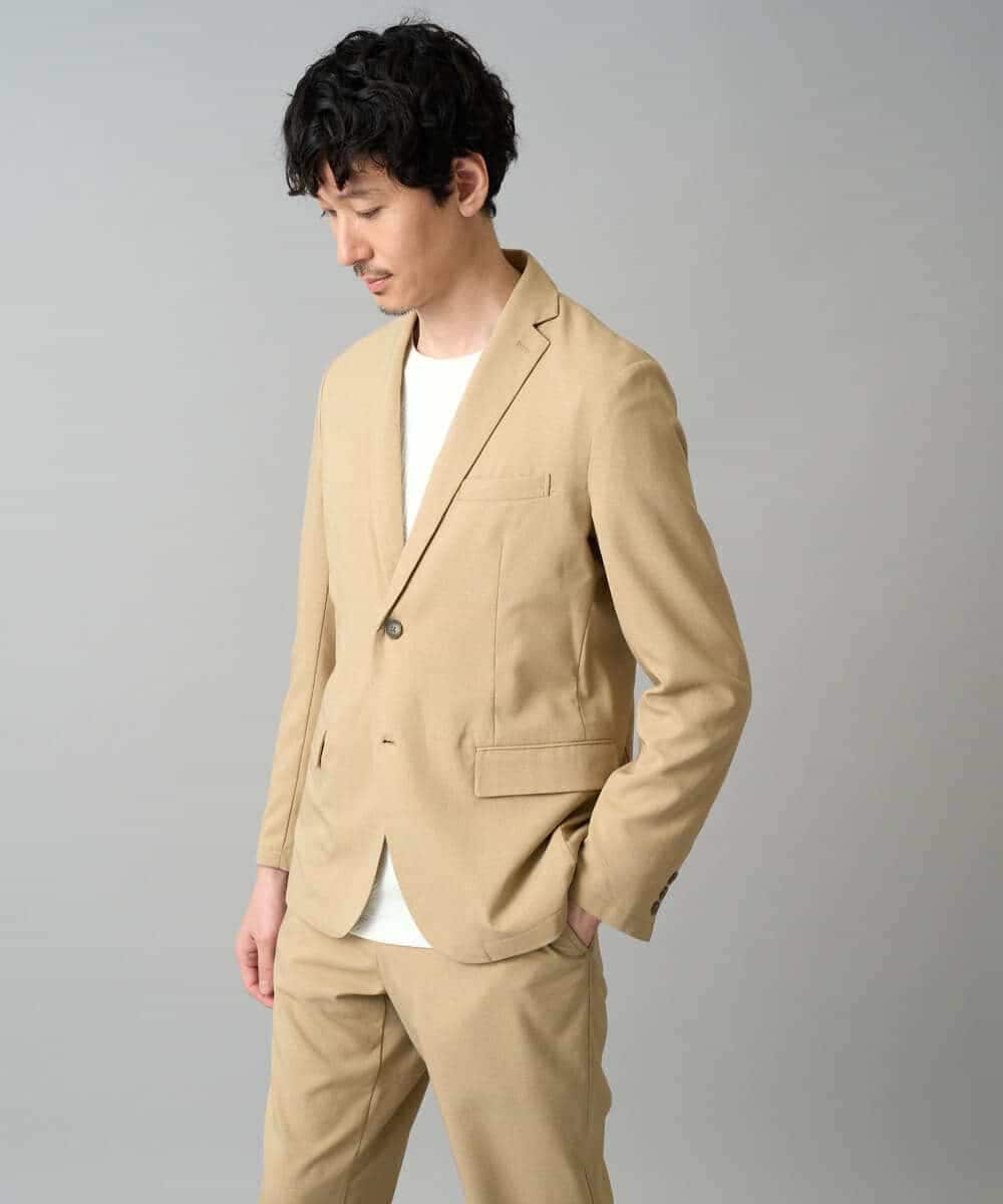 KHJED03129 a.v.v MEN(アー・ヴェ・ヴェ) 【スマート/イージーケア/洗濯機で洗える/毛玉になりにくい/ストレッチ】アムンゼンストレッチスマートジャケット ベージュ