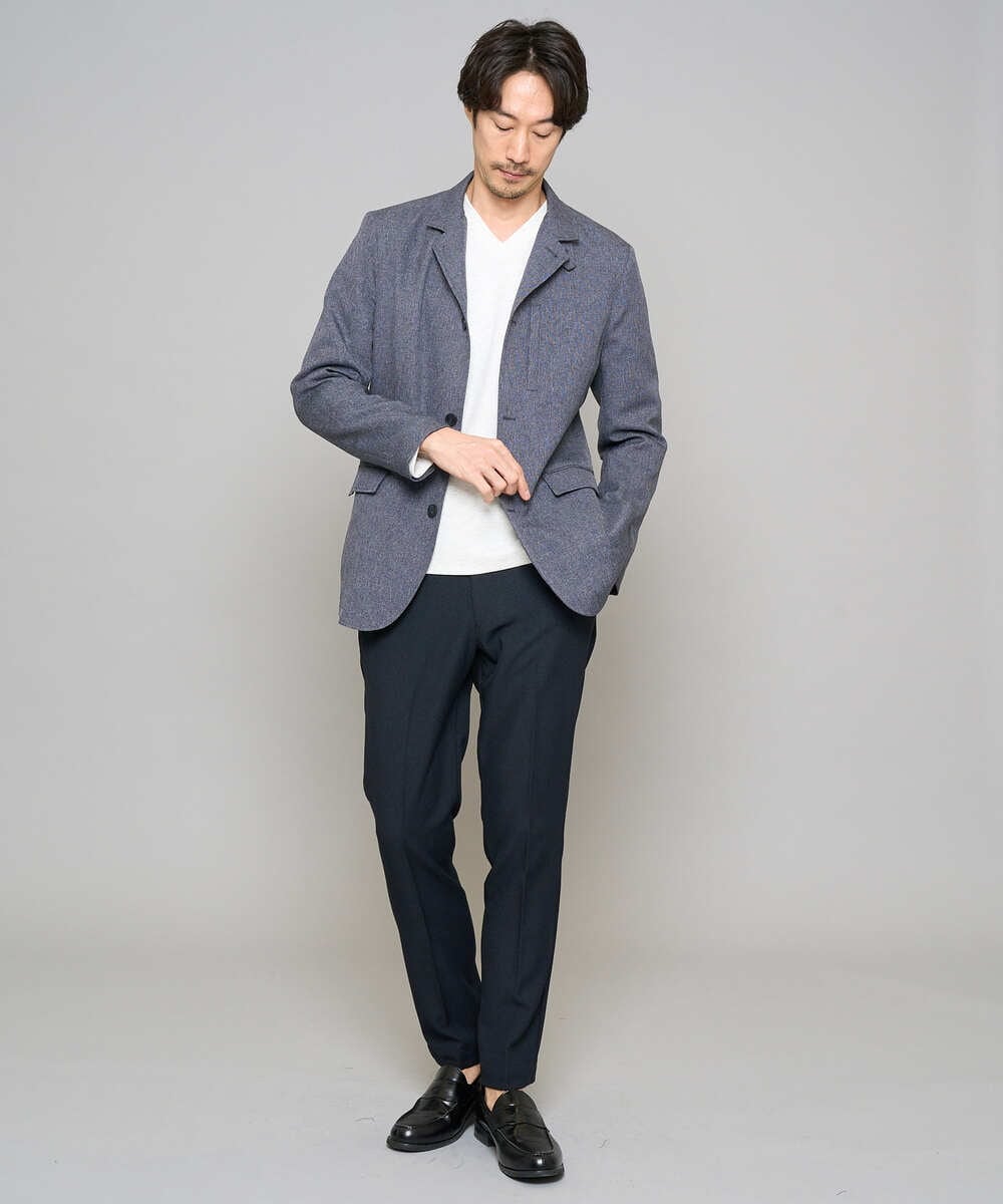 KHJED04139 a.v.v MEN(アー・ヴェ・ヴェ) 【スマート/イージーケア/洗濯機で洗える/毛玉になりにくい/ストレッチ】ドライタッチメランジコンバーチブルジャケット グレー