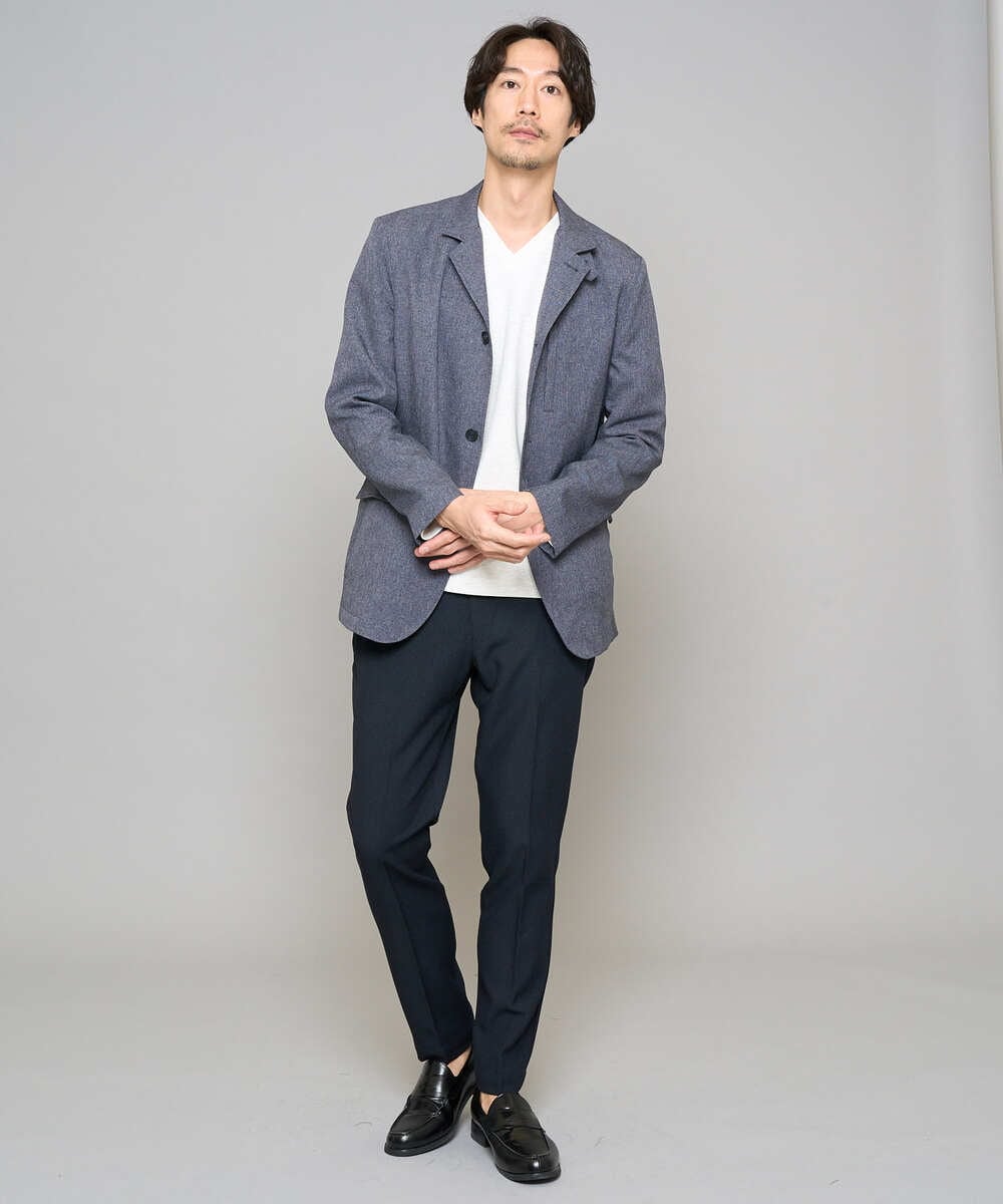 KHJED04139 a.v.v MEN(アー・ヴェ・ヴェ) 【スマート/イージーケア/洗濯機で洗える/毛玉になりにくい/ストレッチ】ドライタッチメランジコンバーチブルジャケット グレー