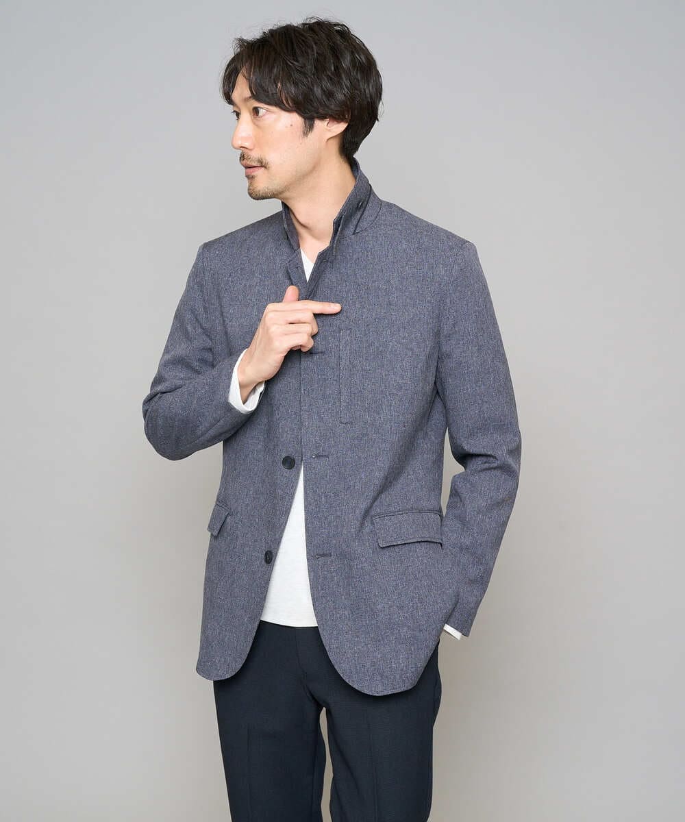 KHJED04139 a.v.v MEN(アー・ヴェ・ヴェ) 【スマート/イージーケア/洗濯機で洗える/毛玉になりにくい/ストレッチ】ドライタッチメランジコンバーチブルジャケット グレー