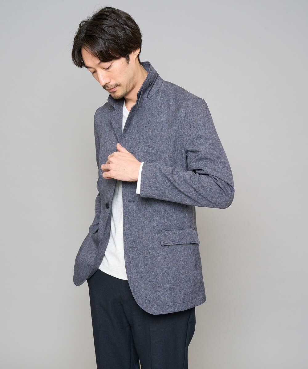 KHJED04139 a.v.v MEN(アー・ヴェ・ヴェ) 【スマート/イージーケア/洗濯機で洗える/毛玉になりにくい/ストレッチ】ドライタッチメランジコンバーチブルジャケット グレー