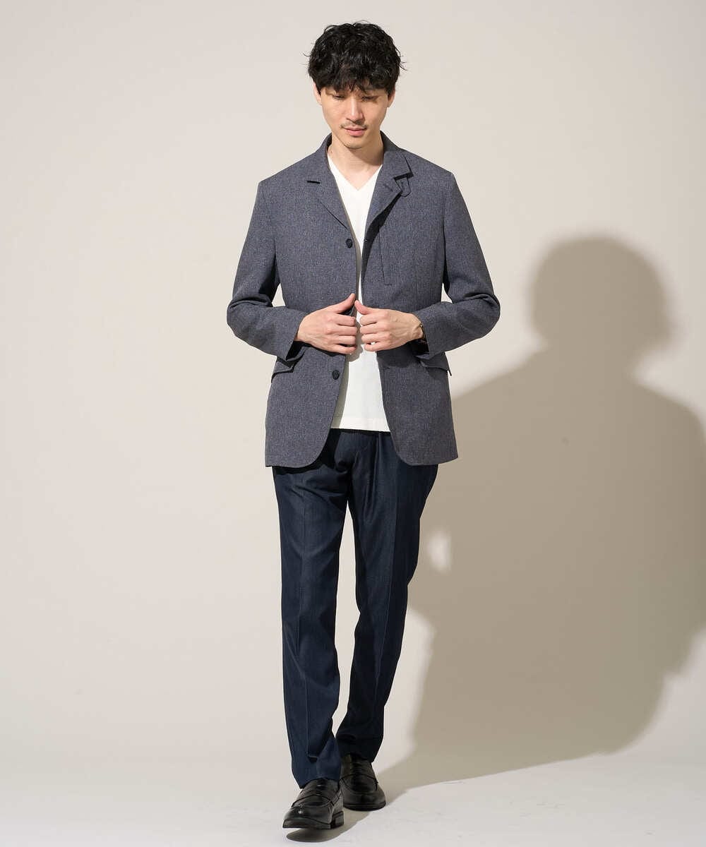 KHJED04139 a.v.v MEN(アー・ヴェ・ヴェ) 【スマート/イージーケア/洗濯機で洗える/毛玉になりにくい/ストレッチ】ドライタッチメランジコンバーチブルジャケット グレー