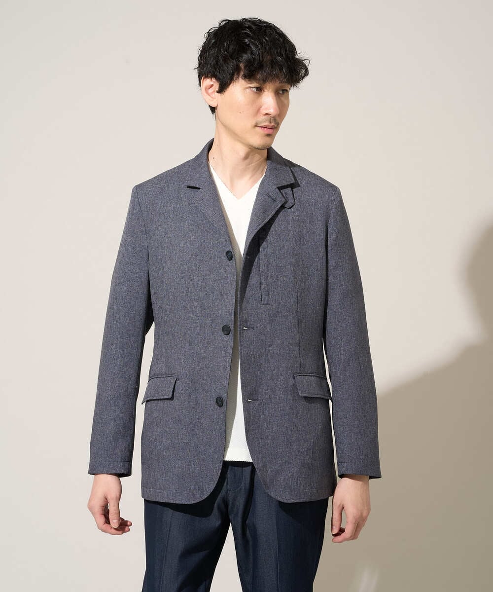 KHJED04139 a.v.v MEN(アー・ヴェ・ヴェ) 【スマート/イージーケア/洗濯機で洗える/毛玉になりにくい/ストレッチ】ドライタッチメランジコンバーチブルジャケット グレー